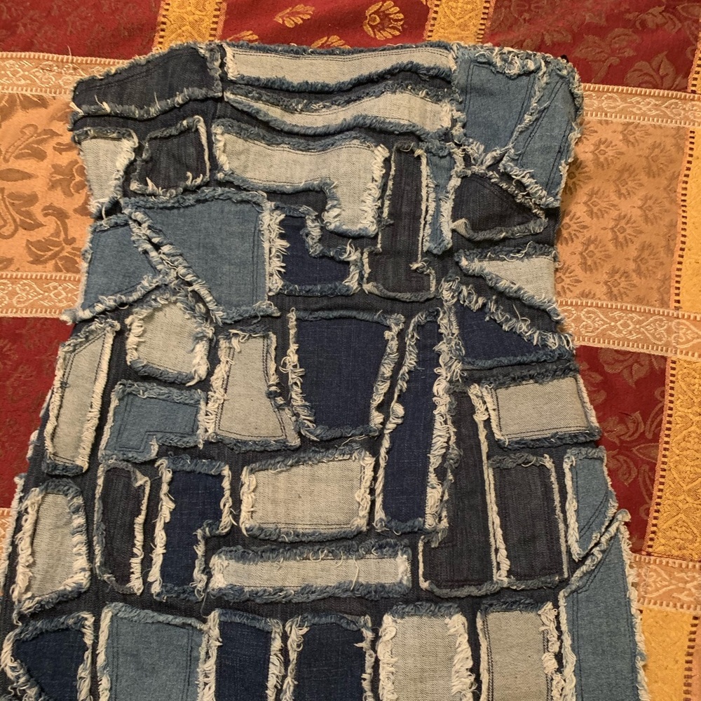 Bebe Denim Patchwork Dress